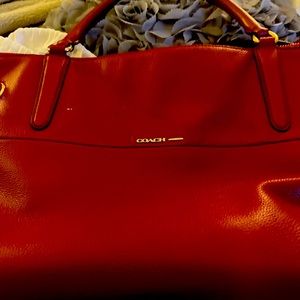 Coach Women's Red Turnlock Borough Bag In Pebble Leather AND  Coach wallet